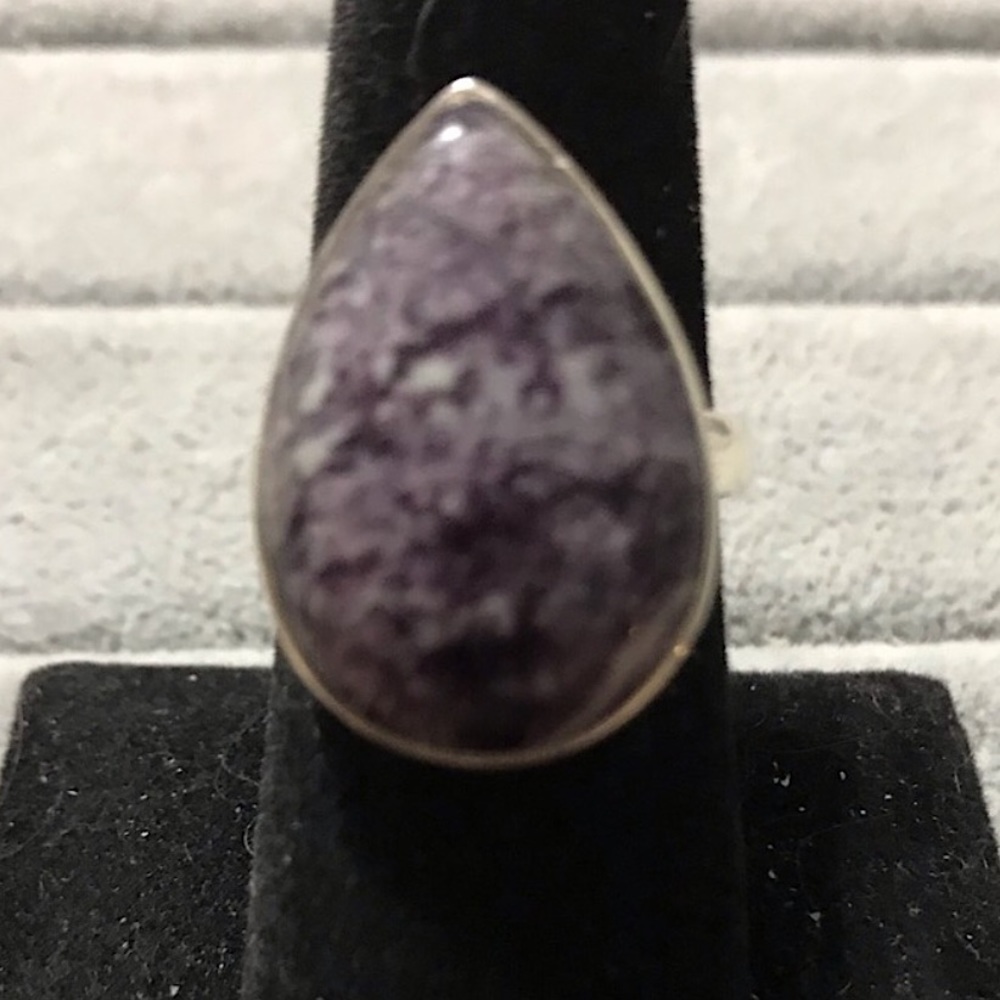 New Sterling Silver Purple Kammererite Teardrop Ring Size 8 Gemstone Kammerite